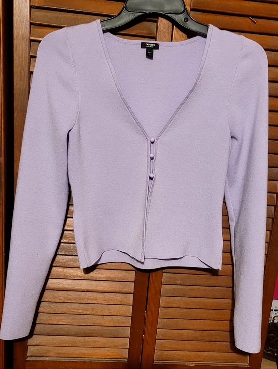 Express Sweaters - Express Lavender Button-Front V-Neck Cardigan Ladies Large
